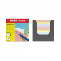 Бумага для заметок ErichKrause®, 80x80x80 мм, 4 цвета, в серой картонной подставке