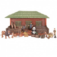 Набор фигурок животных cерии "На ферме": Ферма игрушка, львы, панда, тигренок, горный козел, фермеры, инвентарь -19 предметов