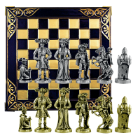 Шахматы сувенирные  "Рококо", синяя доска 45 х 45 см, высота фигурок 9,4 см