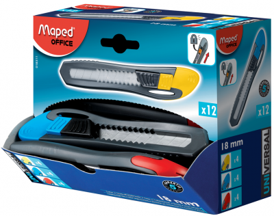 UNIVERSAL Нож канцелярский 18 мм, эргономичный, пластиковый, с ручным фиксато...