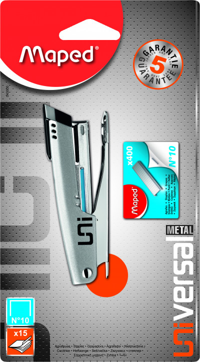 Степлер карманный UNIVERSAL METAL металический, на 15 листов, скобы №10, со в...