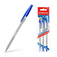 Ручка шариковая ErichKrause® R-301 Classic Stick 1.0, цвет чернил синий (в пакете по 3 шт.)