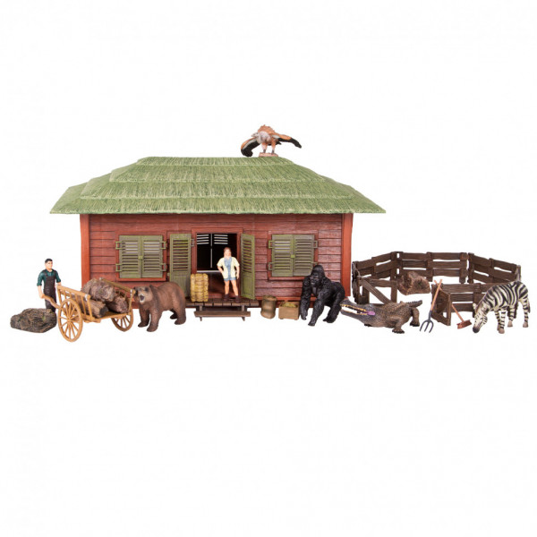 Набор фигурок животных cерии "На ферме": Ферма игрушка, медведь, горилла, зебра, крокодил, грифон, фермеры, инвентарь - 23 предмета