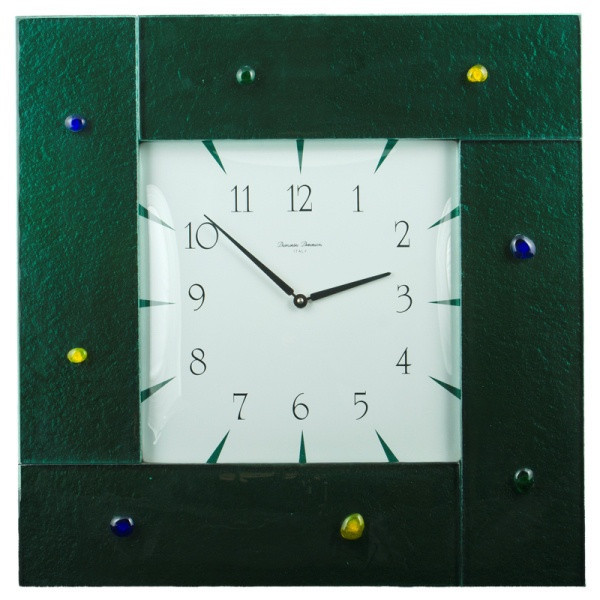 Часы настенные, муранское стекло, зеленые 53*53 см