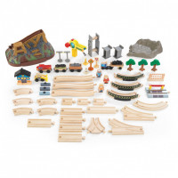 Железная дорога - деревянный игровой набор "Горная стройка", в  контейнере