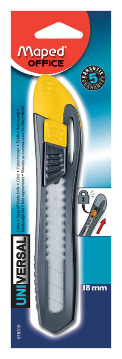 UNIVERSAL Нож канцелярский 18 мм, эргономичный , пластиковый, с ручным фиксат...