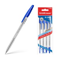 Ручка шариковая ErichKrause® R-301 Classic Stick 1.0, цвет чернил синий (в пакете по 4 шт.)