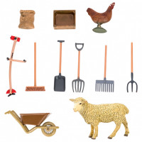 Набор фигурок животных cерии "На ферме": Ферма игрушка, овца, курица, инвентарь - 14 предметов