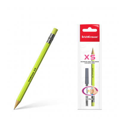 Карандаш механический ErichKrause® XS в наборе с 20 грифелями 0.5 мм, НВ (в п...