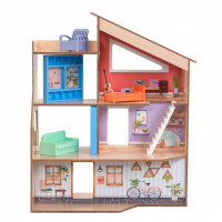 Деревянный кукольный домик "Хазэл", с мебелью 11 предметов в наборе, для кукол 17 см