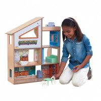 Деревянный кукольный домик "Хазэл", с мебелью 11 предметов в наборе, для кукол 17 см