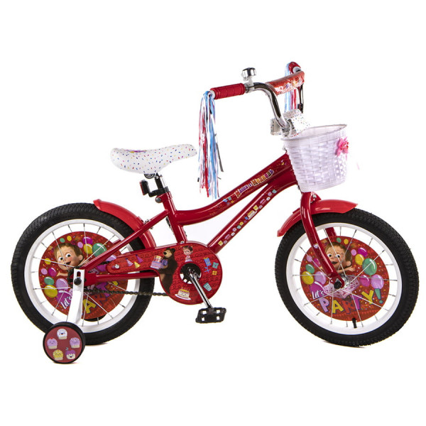 Детский велосипед хардтейл 16" Маша и Медведь красный ВНМ16166