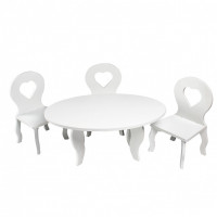 Набор мебели для кукол "Шик": стол + стулья, цвет: белый