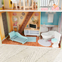 Деревянный кукольный домик "Хэлли", с мебелью 31 предмет в наборе, свет, звук, для кукол 30 см