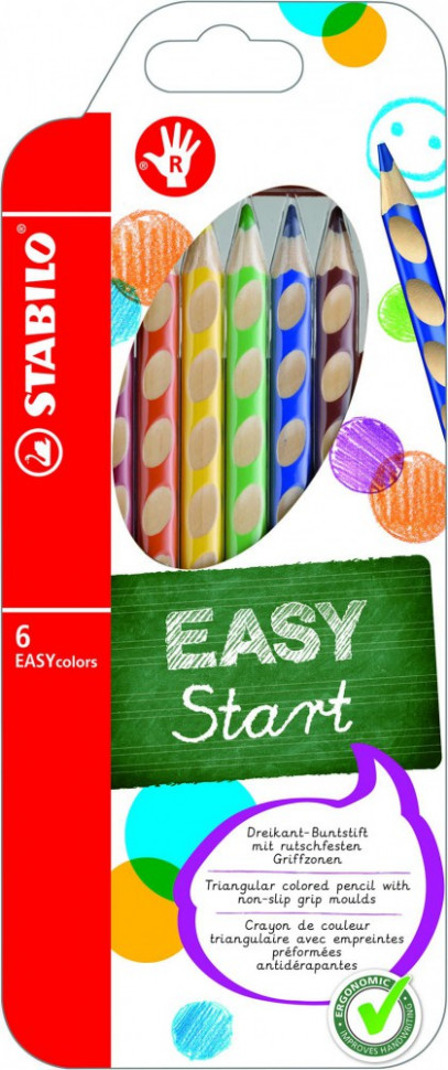 Набор цветных карандашей Easycolors, 6 цветов, для правшей, в картоне