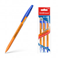 Ручка шариковая ErichKrause® R-301 Orange Stick 0.7, цвет чернил синий (в пакете по 3 шт.)