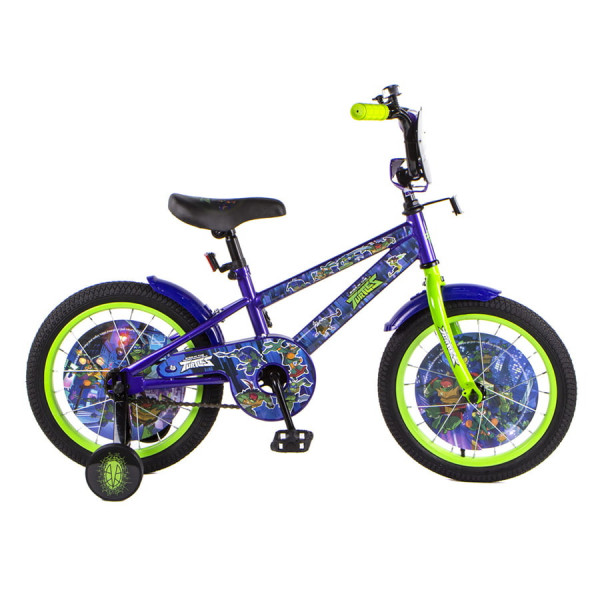 Детский велосипед хардтейл 16" Черепашки фиолетовый/салатовый ВН16163