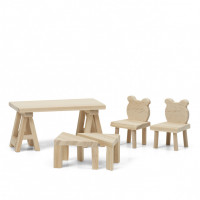Набор деревянной мебели для домика Сделай сам. Стол и стулья