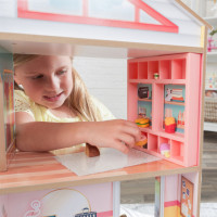Деревянный кукольный домик "Чарли", открытый на 360°, с мебелью 10 предметов в наборе, для кукол 17 см