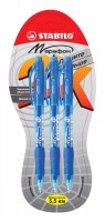 Автоматическая шариковая ручка Stabilo Maraphon 318, цвет чернил синий, 3 шт в блистере
