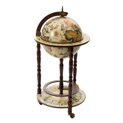 Глобус-бар напольный d 33 белый с коричневым