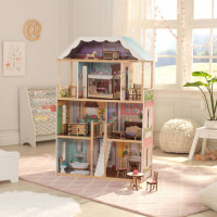 Деревянный кукольный домик "Шарллота", с мебелью 14 предметов в наборе, для кукол 30 см