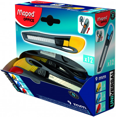 UNIVERSAL Нож канцелярский 9 мм, эргономичный, пластик, с ручным фиксатором л...