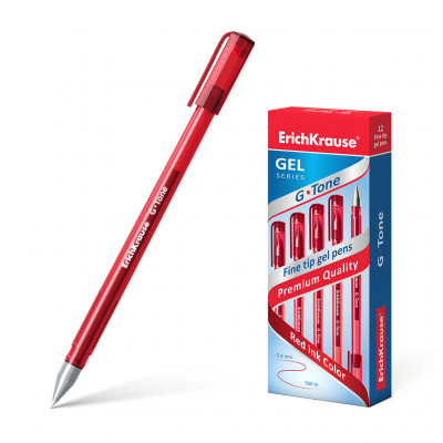 Ручка гелевая ErichKrause® G-Tone, цвет чернил красный (в коробке по 12 шт.)