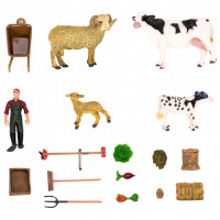 Набор фигурок животных серии "На ферме": Ферма игрушка, 19 фигурок домашних животных (коровы, овцы), персонажей и инвентаря