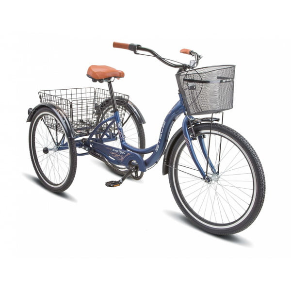 Велосипед гибрид Stels Energy III 26" K010 синий/золотой (с корзиной) (LU098804)