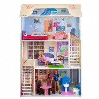 Деревянный кукольный домик "Шарм", с мебелью 16 предметов в наборе, для кукол 30 см