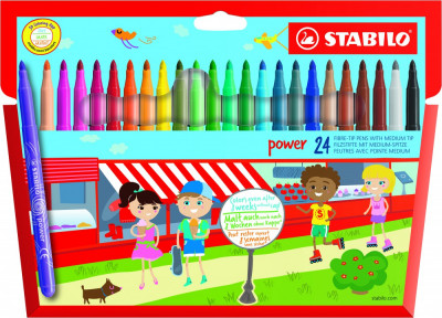 Набор фломастеров Stabilo Power 24  цвета, картонный футляр , New Design