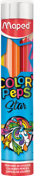 COLOR'PEPS Карандаши цветные из американской липы, треугольные, ударопрочный грифель, в металлическом тубусе- подставке, 12 цветов