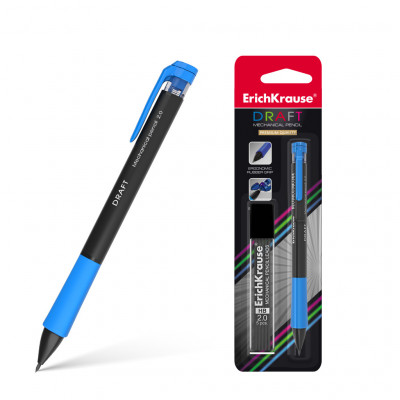 Карандаш механический ErichKrause® Draft в наборе с 5 грифелями 2.0 мм, НВ (в...