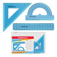 Набор геометрический малый пластиковый ErichKrause® Standard, (линейка, угольник, транспортир) в zip-пакете