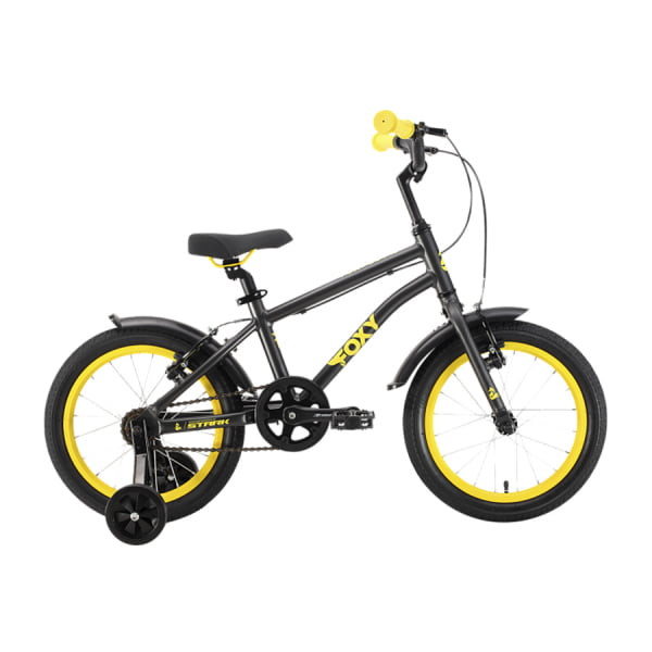 Детский велосипед Stark'22 Foxy Boy 16 черный/желтый HQ-0005151