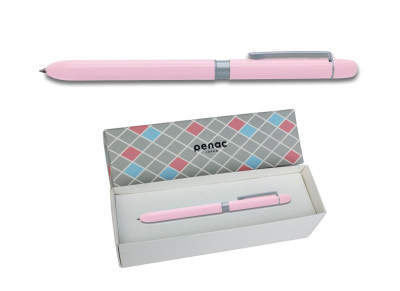 Ручка многофункциональная Penac Multisync 107 в розовом корпусе, синие+красны...