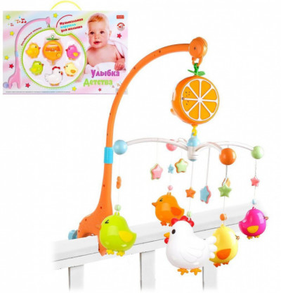 Мобиль Улыбка детства Птенцы звук, батар.AA*2шт.не вх.в компл., кор