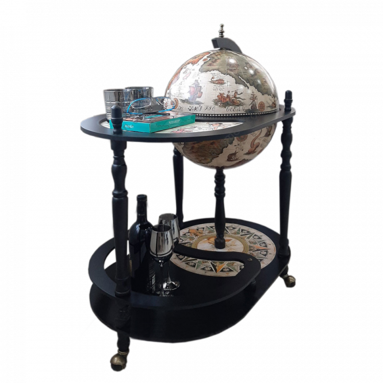 Глобус-бар напольный со столиком d 40, черно-белый купить в интернет ...