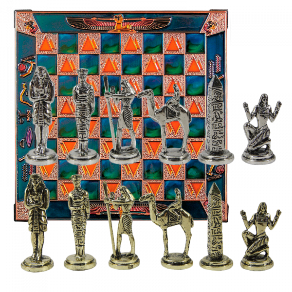 Шахматы сувенирные "Древний Египет", цветная доска 28 х 28 см, высота фигурок 8 см
