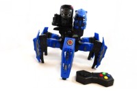 Робот паук на пульте управления со светом и звуком, стреляет дисками и пулями, 9007-1-голубой