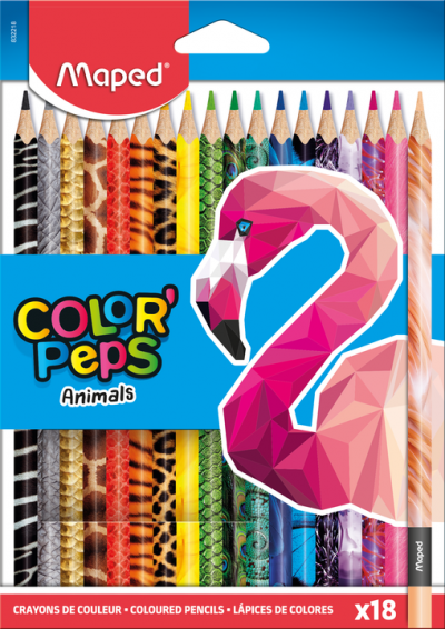 COLOR'PEPS Цветные карандаши, 18 цветов, декорированные, в картонной коробке