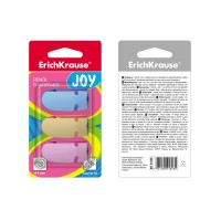 Пластиковая точилка ErichKrause® Joy®, цвет корпуса ассорти в блистере
