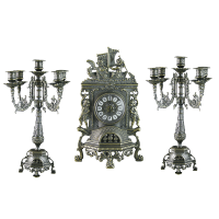 Часы каминные с канделябрами на 5 свечей, под бронзу
