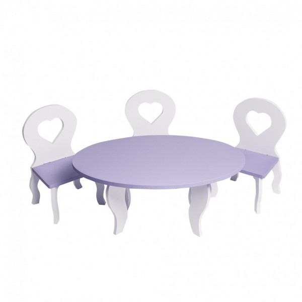 Набор мебели для кукол"Шик": стол + стулья, цвет: белый/фиолетовый
