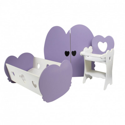 Набор кукольной мебели 3 предмета, цвет: нежно-сиреневый