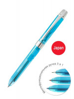 Ручка многофункциональная Ele-001 в голубом корпусе: 2 стержня синего и красного цветов 0,35 мм + механический карандаш 0,5 мм Нв, ластик
