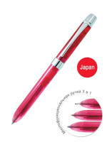 Ручка многофункциональная Ele-001 в розовом корпусе: 2 стержня синего и красного цвета 0,35 мм + механический карандаш 0,5 мм Нв, ластик