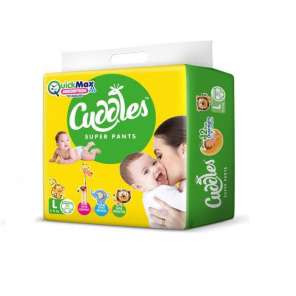 Подгузники-трусики детские CUDDLES, размер L 9-14 кг, 62 штуки в упаковке