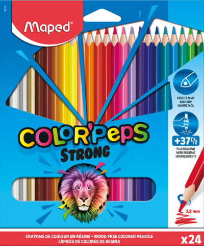 COLOR'PEPS STRONG Цветные карандаши повышенной прочности, пластиковые, 24 цве...